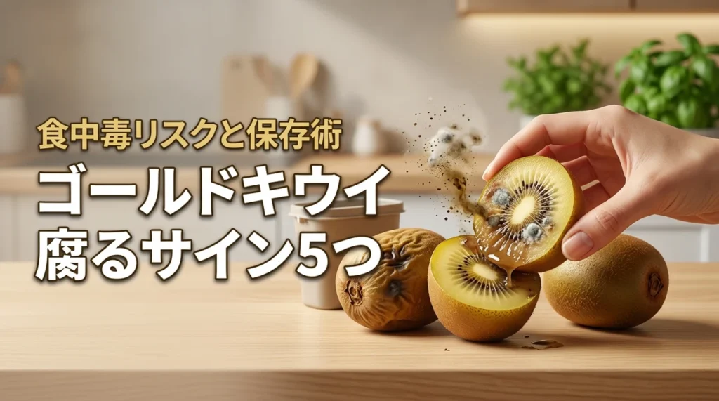 ゴールドキウイが腐るとどうなる？見分ける5つのサインと食中毒のリスクや保存術（記事のアイキャッチ画像）