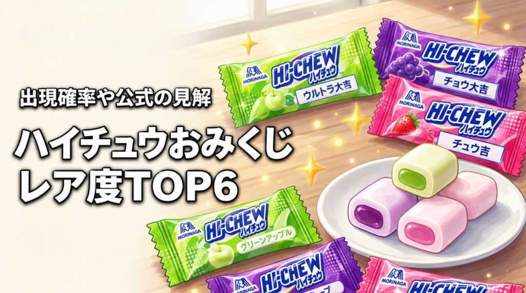 ハイチュウのおみくじレア度ランキングTOP6！出現する確率や公式見解を調査（記事のアイキャッチ画像）